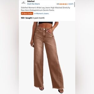 Sidefeel High-Rise Wide Leg Jeans in Brown